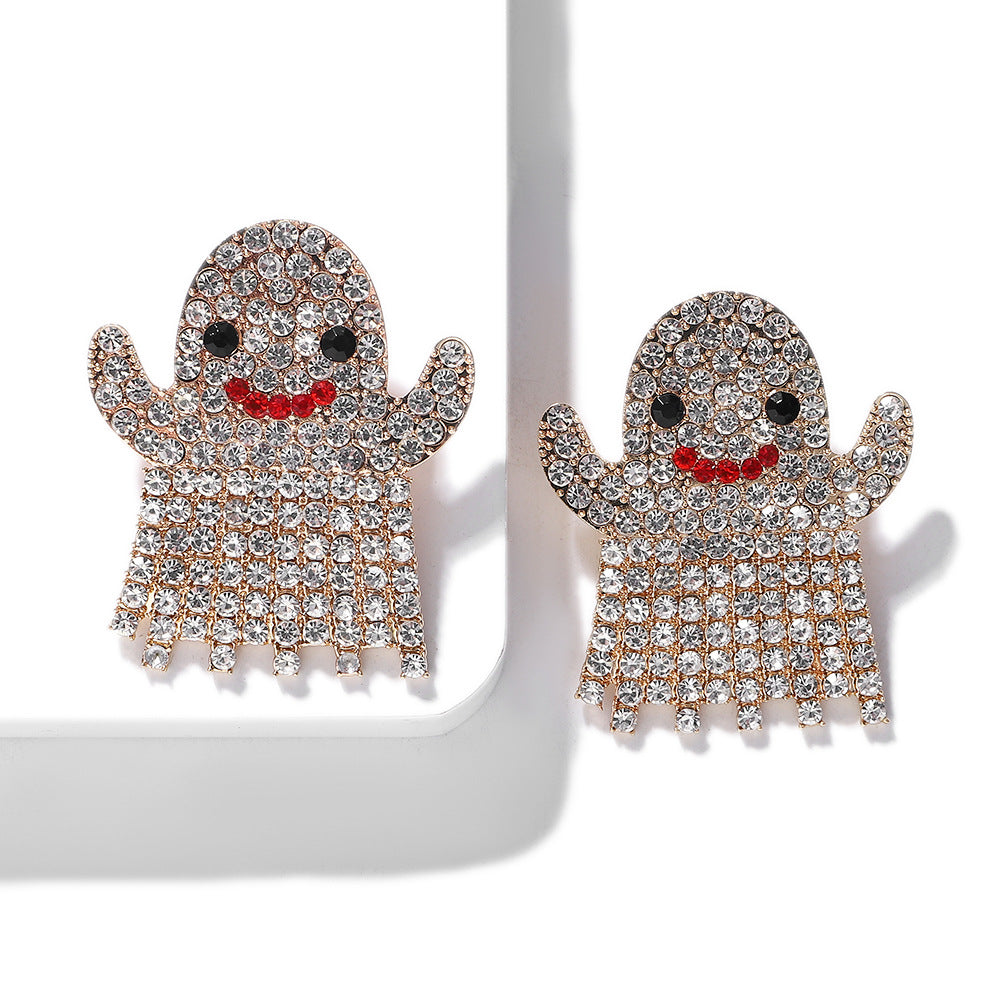 Rhinestone Halloween Funny Earrings