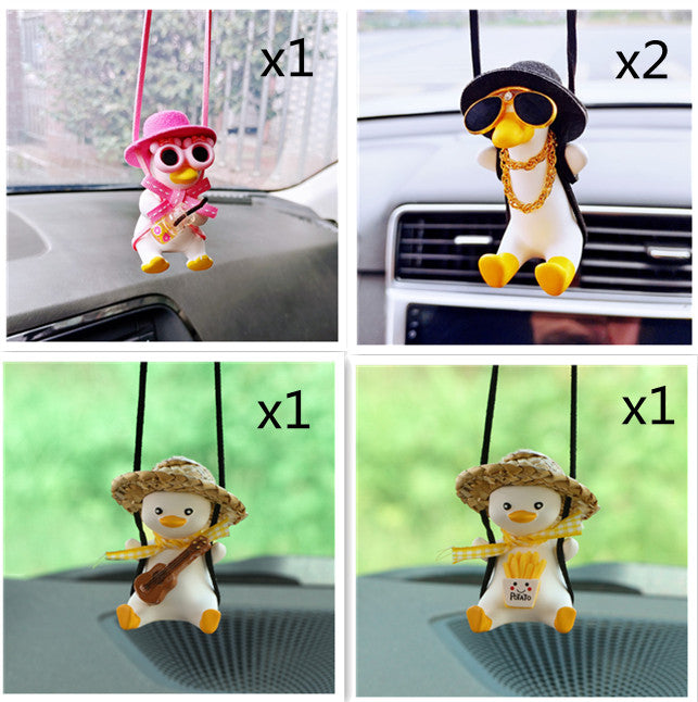 Pistol Cowboy Duck Car Rearview Mirror Pendant Decoration Super Cool Revolver Duck Anime Car Decoration Pendant